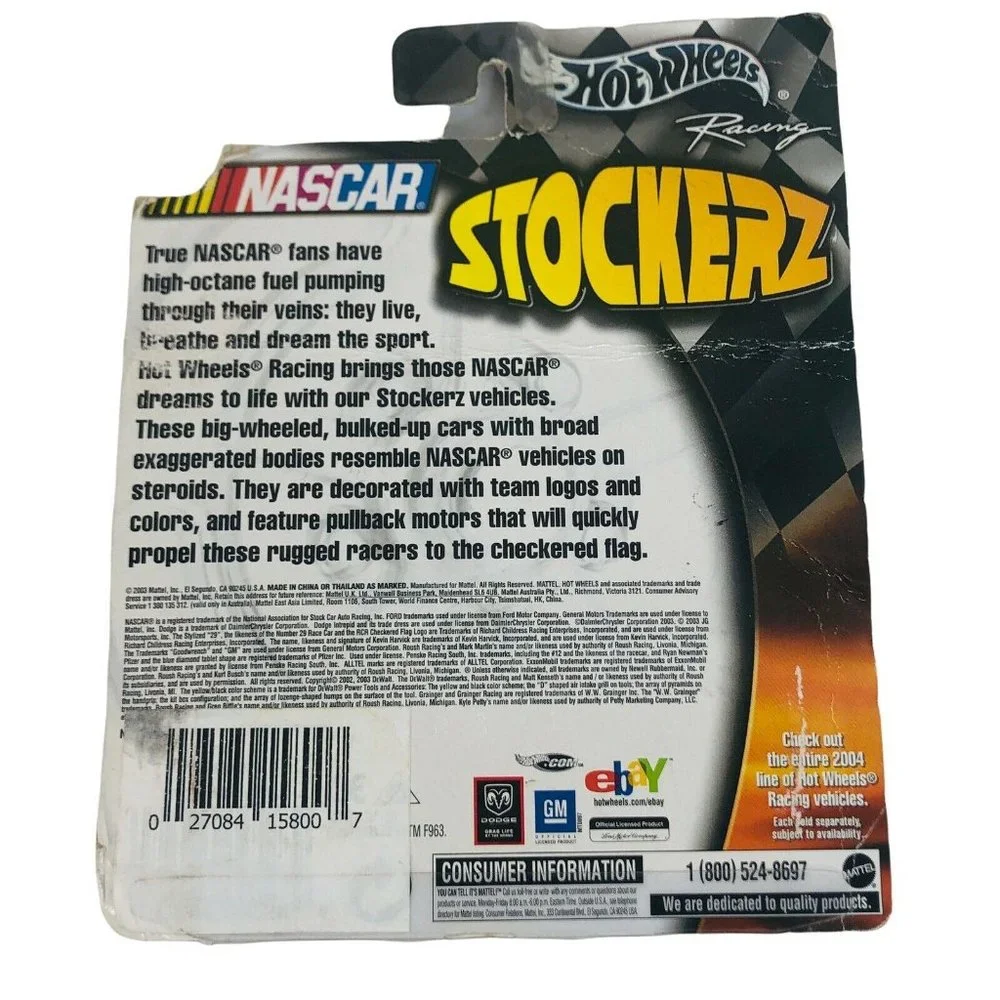 2003 Hot Wheels NASCAR Stockerz Kurt Busch Rubbermaid Racing DieCast‎ #97